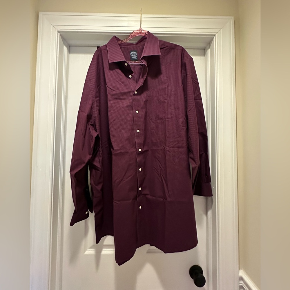 Brooks Brothers 20 36/37 (4XL) Long Sleeve Dress Shirt Red and Navy Checkered